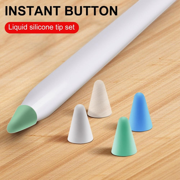 4 UNID Tampas de Ponta Antiderrapantes, Silenciosas e Resistentes para Apple Pencil 1 / 2, Azul Escuro, Verde Menta, Transparente, Branco