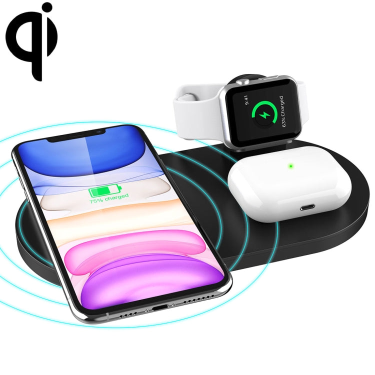 Carregador Sem Fios Multifuncional 3 em 1 Padrão Qi para Telemóveis, iWatch e AirPods A04