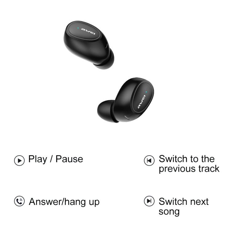 awei T6 Auricular Desportivo TWS Bluetooth V5.0 Verdadeiramente Sem Fios com Caixa de Carregamento