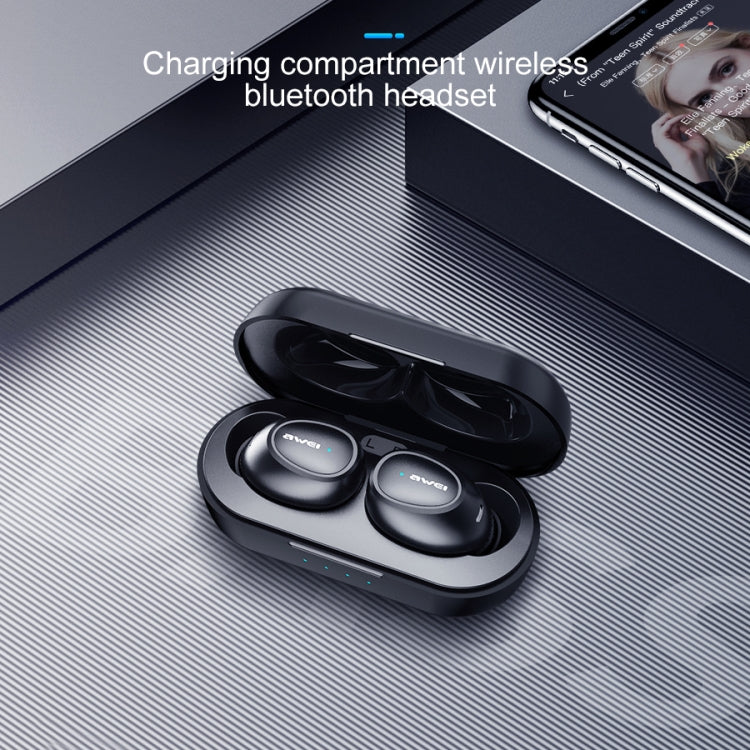 awei T6 Auricular Desportivo TWS Bluetooth V5.0 Verdadeiramente Sem Fios com Caixa de Carregamento