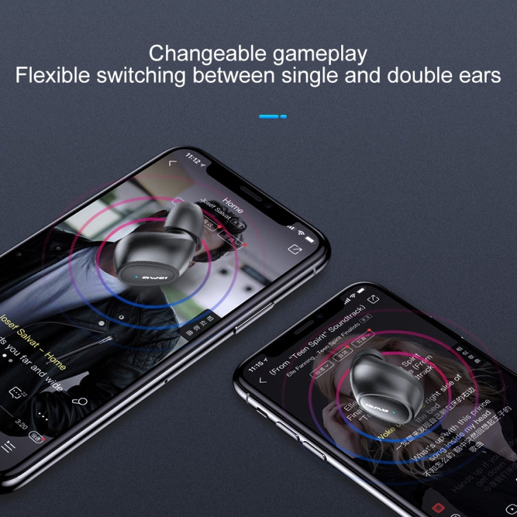 awei T6 Auricular Desportivo TWS Bluetooth V5.0 Verdadeiramente Sem Fios com Caixa de Carregamento