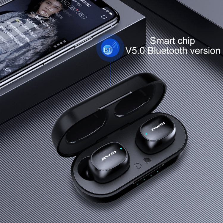 Auricular desportivo Bluetooth TWS awei T13 V5.0 com estojo de carregamento