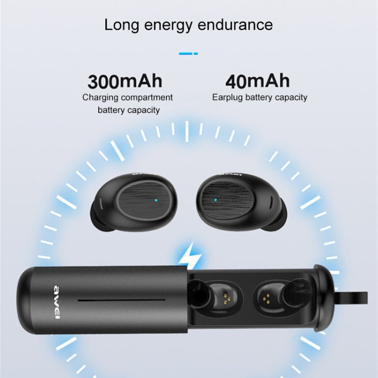 awei T55 TWS Auriculares Desportivos True Wireless Bluetooth V5.0 com Estojo de Carregamento Portátil