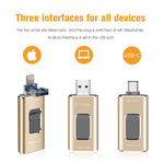 Pen drive metálico Richwell 3 em 1 32G Type-C + 8 pinos + USB 3.0 com função OTG e mecanismo push-pull