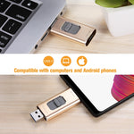 Pen drive metálico Richwell 3 em 1 32G Type-C + 8 pinos + USB 3.0 com função OTG e mecanismo push-pull