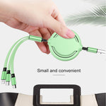 Cabo de Carregamento e Sincronização Retrátil 3 em 1 em Silicone Líquido 3.5A USB para USB-C / Type-C + 8Pin + Micro USB