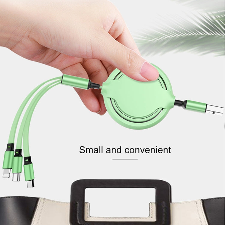 Cabo de Carregamento e Sincronização Retrátil 3 em 1 em Silicone Líquido 3.5A USB para USB-C / Type-C + 8Pin + Micro USB