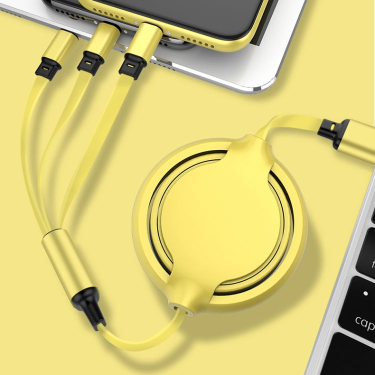 Cabo de Carregamento e Sincronização Retrátil 3 em 1 em Silicone Líquido 3.5A USB para USB-C / Type-C + 8Pin + Micro USB