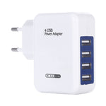 Carregador de Parede USB de 4 Portas HT-CD03 15.5W 5V 3.1A, Carregador de Viagem, Ficha UE, HT-CD03