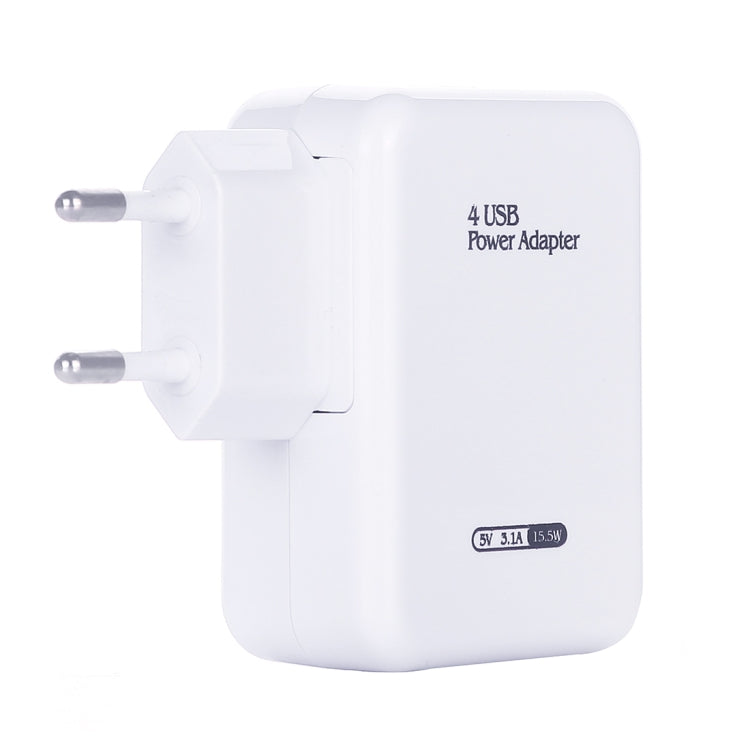 Carregador de Parede USB de 4 Portas HT-CD03 15.5W 5V 3.1A, Carregador de Viagem, Ficha UE, HT-CD03