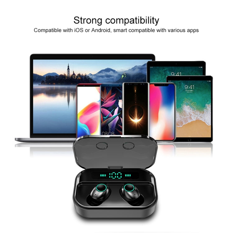 Auricular estéreo binaural sem fios M7 TWS V5.0 Bluetooth com estojo de carregamento e ecrã digital