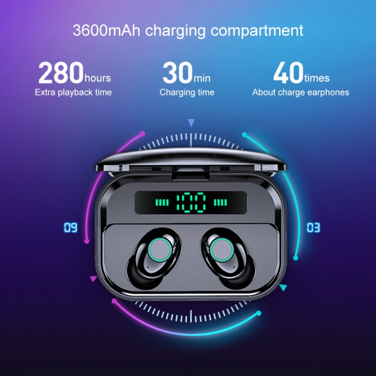 Auricular estéreo binaural sem fios M7 TWS V5.0 Bluetooth com estojo de carregamento e ecrã digital