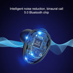 Auricular estéreo binaural sem fios X7 TWS V5.0 Bluetooth com estojo de carregamento e ecrã digital