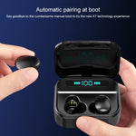 Auricular estéreo binaural sem fios X7 TWS V5.0 Bluetooth com estojo de carregamento e ecrã digital
