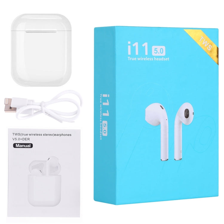 Auriculares estéreo sem fios Bluetooth i11 TWS versão melhorada V5.0 com controlo por toque e caixa de carregamento magnética, compatível com iOS e Android, i11