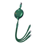 Cabo de Carregamento e Dados Telescópico 3 em 1 8 Pinos + Type-C / USB-C + Micro USB Série Bona WK WDC-124 3A, Comprimento: 1,5m