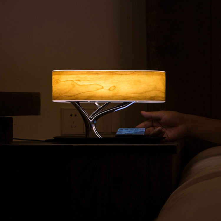Lâmpada de Secretária com Coluna Bluetooth Tree Light e Carregador Sem Fios para Telemóvel, Ficha UK, Ficha UK