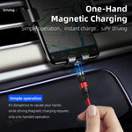 Cabo de Carregamento Magnético Giratório Trançado em Nylon USB para 8 Pinos 2A, 2m 8 Pinos
