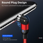 Cabo de Carregamento Magnético Giratório Trançado em Nylon 3 em 1 USB para 8 Pinos + USB-C / Tipo-C + Micro USB, 1m 3 em 1