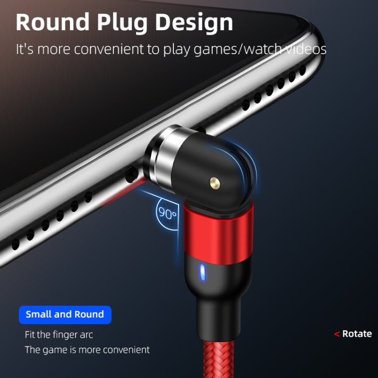 Cabo de Carregamento Magnético Giratório Trançado em Nylon 3 em 1 USB para 8 Pinos + USB-C / Tipo-C + Micro USB, 1m 3 em 1