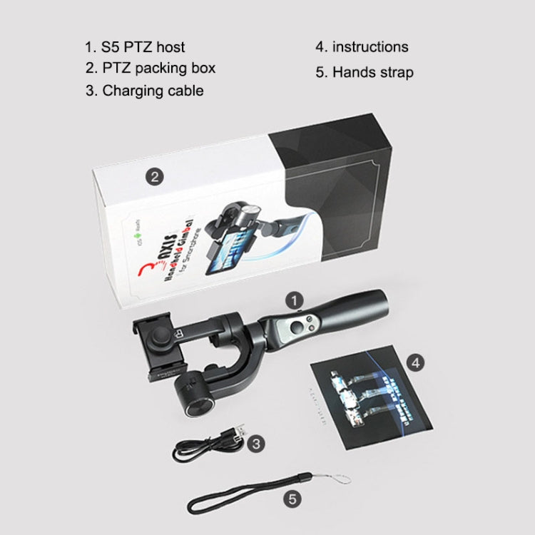 Estabilizador para telemóvel S5, gimbal portátil de três eixos com anti-tremor, S5