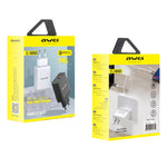 Carregador de Viagem de Carregamento Rápido awei C-980 18W PD USB-C / Tipo-C + QC 3.0 Interface USB, Ficha UE