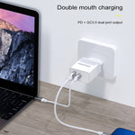 Carregador de Viagem de Carregamento Rápido awei C-980 18W PD USB-C / Tipo-C + QC 3.0 Interface USB, Ficha UE