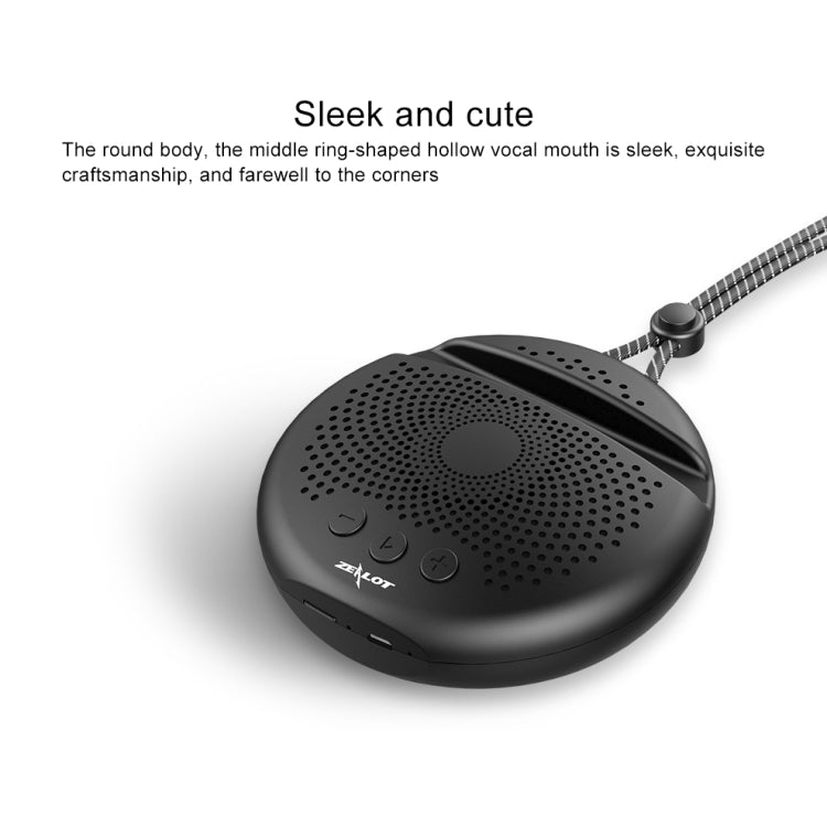 Coluna Estéreo Bluetooth Portátil ZEALOT S24 com Cordão e Suporte para Cartão Móvel, Suporta Chamadas Mãos Livres e Cartão TF, S24