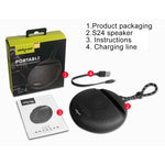 Coluna Estéreo Bluetooth Portátil ZEALOT S24 com Cordão e Suporte para Cartão Móvel, Suporta Chamadas Mãos Livres e Cartão TF, S24