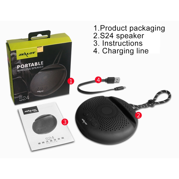 Coluna Estéreo Bluetooth Portátil ZEALOT S24 com Cordão e Suporte para Cartão Móvel, Suporta Chamadas Mãos Livres e Cartão TF, S24