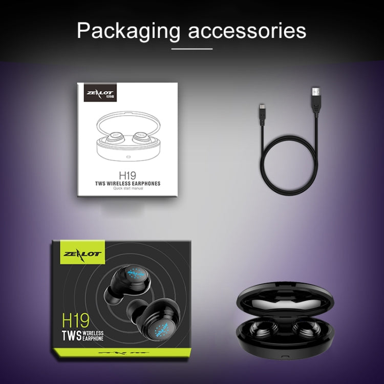 Auricular Bluetooth ZEALOT H19 TWS 5.0 tátil sem fios com caixa de carregamento magnética, Suporta chamadas HD e ligação automática Bluetooth, H19