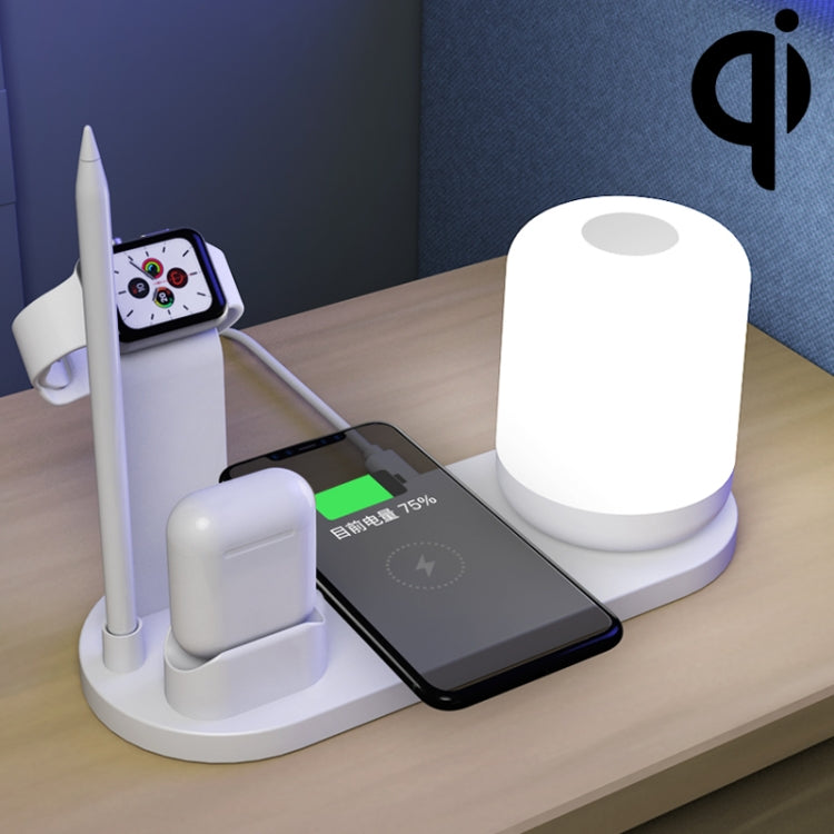 Candeeiro de Secretária Multifuncional WS6 10W com 2 Portas USB + Porta USB-C / Type-C + Carregador Qi Sem Fios