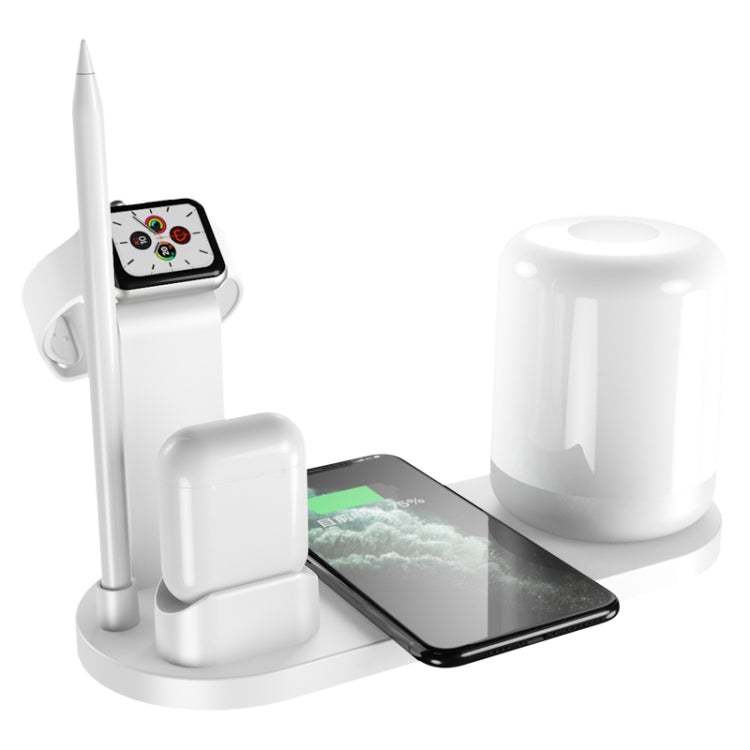 Candeeiro de Secretária Multifuncional WS6 10W com 2 Portas USB + Porta USB-C / Type-C + Carregador Qi Sem Fios
