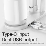 Candeeiro de Secretária Multifuncional WS6 10W com 2 Portas USB + Porta USB-C / Type-C + Carregador Qi Sem Fios