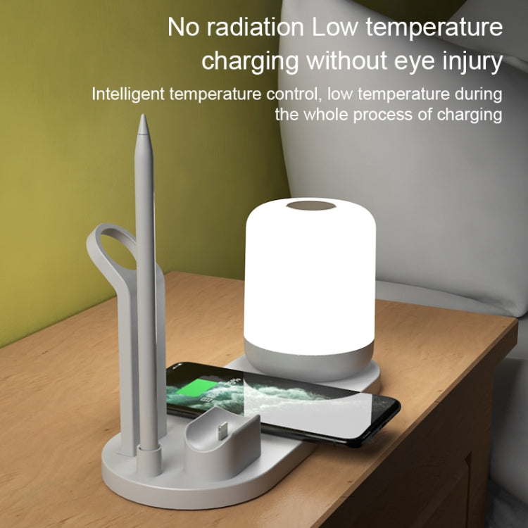 Candeeiro de Secretária Multifuncional WS6 10W com 2 Portas USB + Porta USB-C / Type-C + Carregador Qi Sem Fios