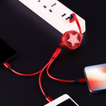 Cabo de Dados Retrátil 3 em 1 USB para USB-C / Type-C + 8 Pinos + Micro USB, 1,2m