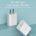 Adaptador de Energia Carregador Rápido Original Xiaomi Youpin ZMI 20W com Cabo de Carregamento Tipo-C / USB-C para 8 Pinos, Ficha EUA
