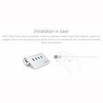 HUB ORICO M3H4-V1 em liga de alumínio com 4 portas USB 3.0, M3H4-V1