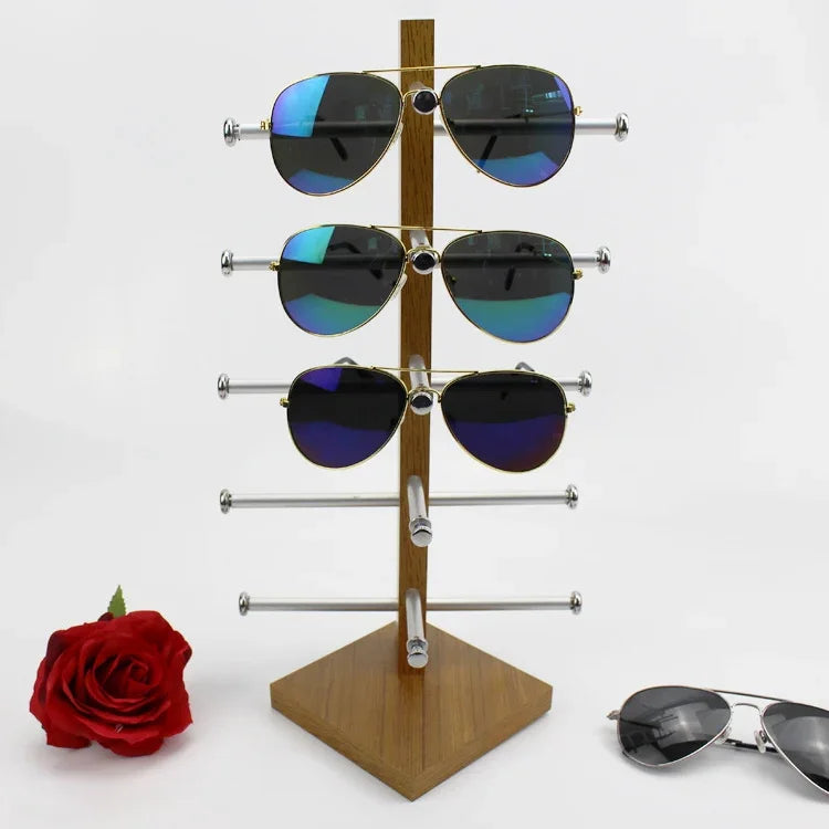 Expositor de Óculos de Madeira com Grão, Suporte para Óculos de Sol, Madeira com Grão