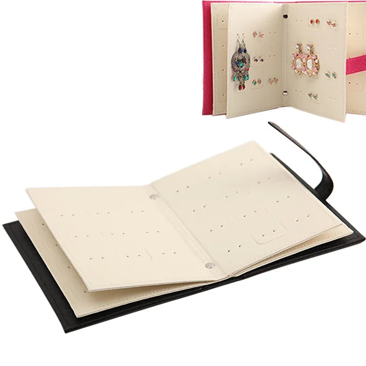 Expositor Criativo Portátil para Brincos em Forma de Livro, Caixa de Armazenamento de Joias