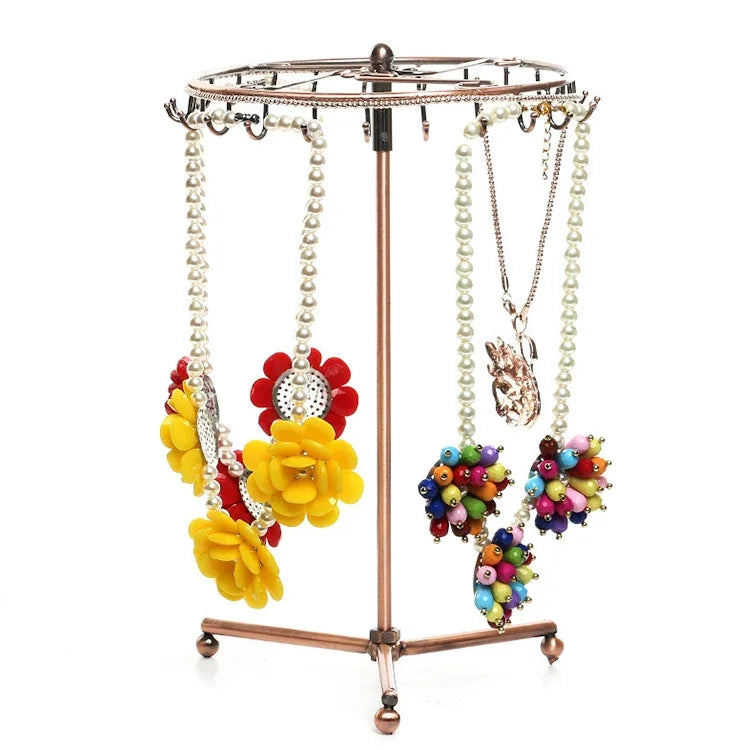 Expositor Giratório Retro para Colares, Pulseiras e Cachecóis, Suporte de Armazenamento para Joias