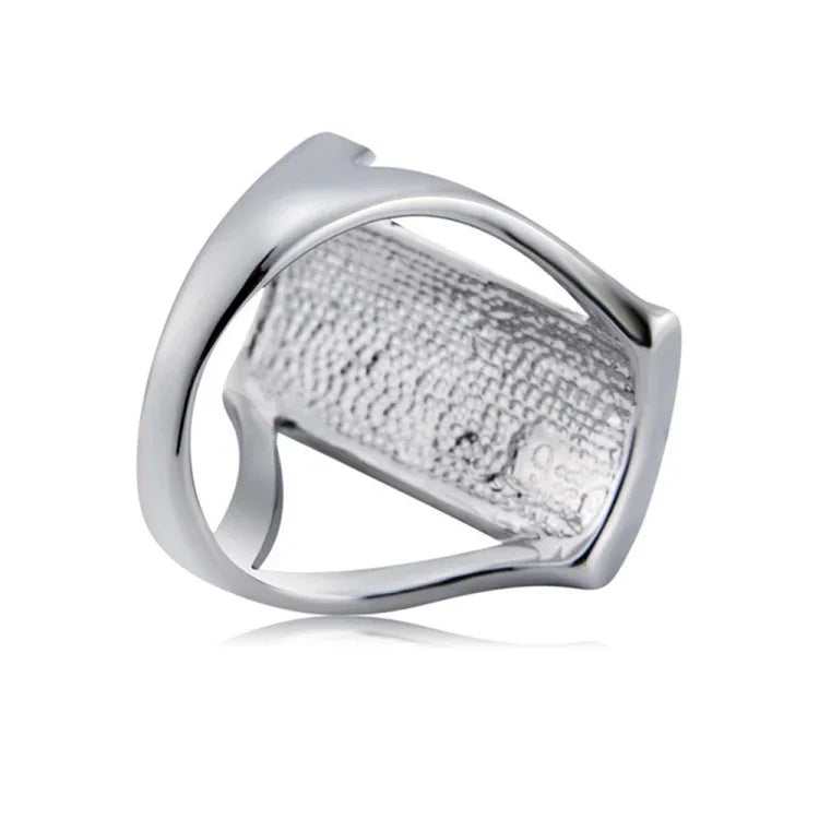 Anel Retangular Banhado a Prata com Cristal Azul para Mulher (Prata com Diamante, EUA, Tamanho: 7), Tamanho: 7