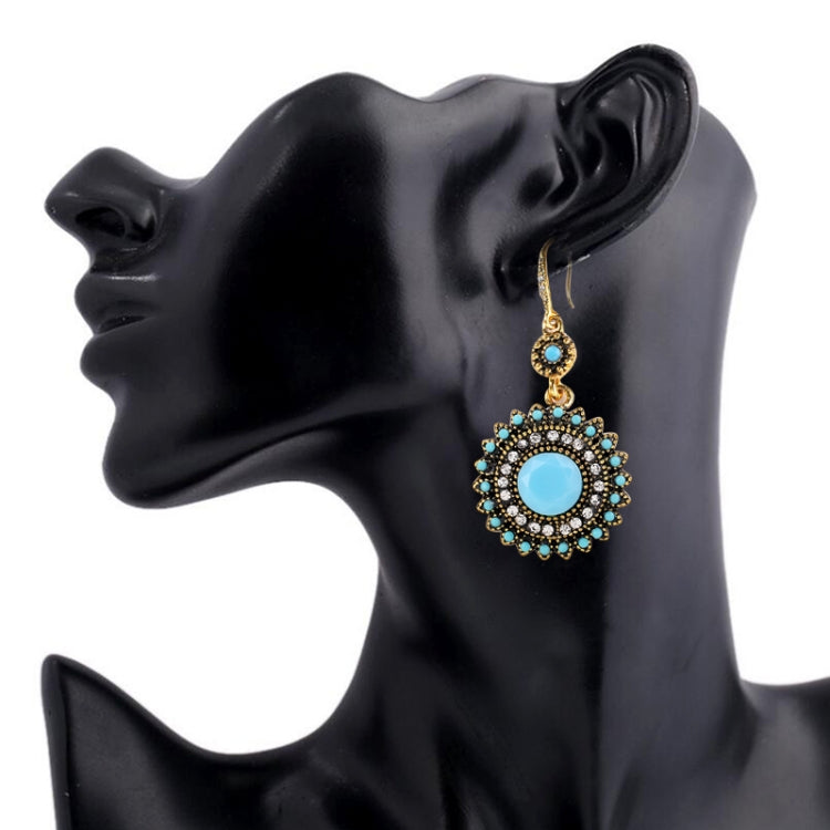2 Pairs Ethnic Sun Flower Style Rhinestone Earrings Long Earbobs, JEW2030JL, JEW2030JR, JEW2030SB, JEW2030SD, JEW2030SL, JEW2030SR