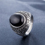 Anel Masculino de Aço de Titânio com Turquesa e Pedra Preciosa Retro Estilo Europeu e Americano, Tamanho: 8, Diâmetro: 18,2mm, Perímetro: 57mm, Diâmetro: 18,2mm