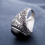 Anel Masculino de Aço de Titânio com Turquesa e Pedra Preciosa Retro Estilo Europeu e Americano, Tamanho: 9, Diâmetro: 19mm, Perímetro: 59,8mm, Diâmetro: 19mm