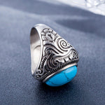 Anel masculino de aço titânio com pedra preciosa turquesa estilo retro Europa e América, tamanho: 13, diâmetro: 22,3mm, perímetro: 70mm, diâmetro: 22,3mm