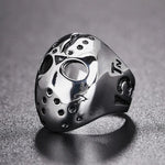 Anel masculino de aço titânio estilo punk gótico rock com máscara de caveira, tamanho EUA: 7, diâmetro: 17,4mm, perímetro: 55mm, diâmetro: 17,4mm