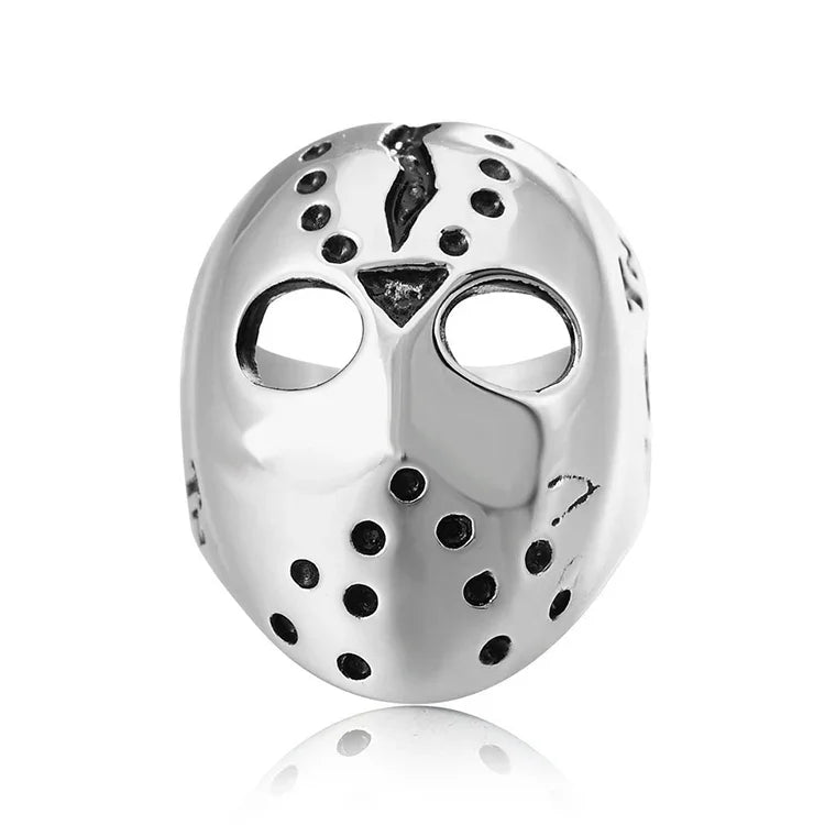 Anel masculino de aço titânio estilo punk gótico rock com máscara de caveira, tamanho EUA: 7, diâmetro: 17,4mm, perímetro: 55mm, diâmetro: 17,4mm