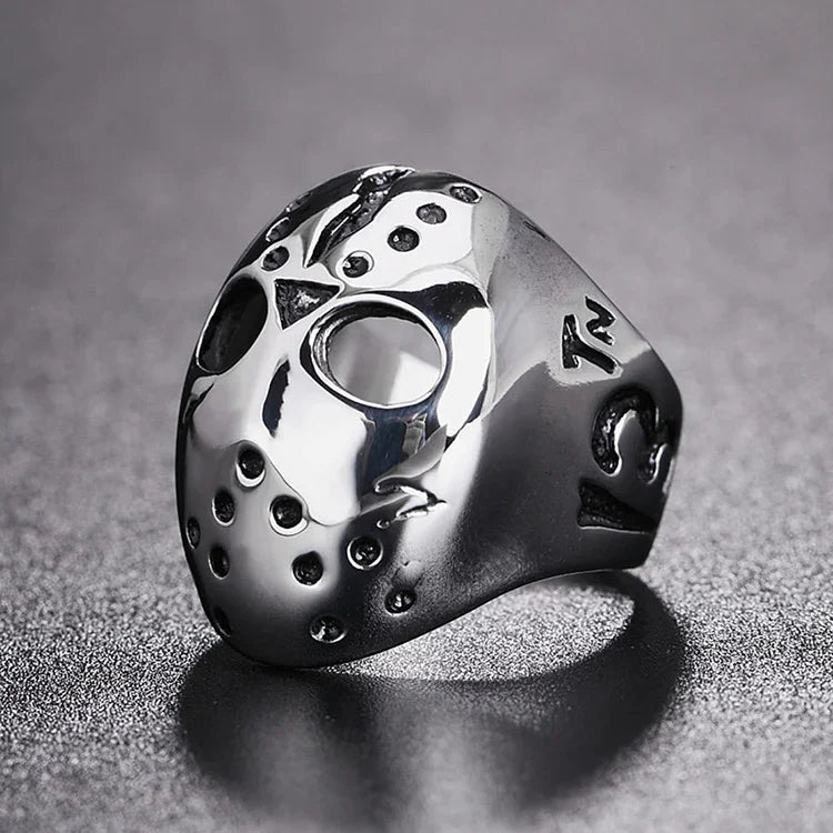 Anel masculino de aço titânio estilo punk gótico rock com máscara de caveira, tamanho EUA: 7, diâmetro: 17,4mm, perímetro: 55mm, diâmetro: 17,4mm