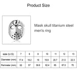 Anel Masculino em Aço de Titânio Estilo Punk Gótico Europeu e Americano com Máscara de Caveira, Tamanho EUA: 11, Diâmetro: 20,7 mm, Perímetro: 65 mm, Diâmetro: 20,7 mm